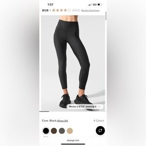 ALO Yoga Black Green High-Waist Airlift 7/8 Leggings